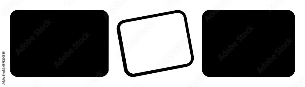 Obraz premium Flashcard icon set with solid black shape on white background featuring flashcard, iconography, educational graphic with black and white illustration and vector design