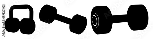 Dumbbell set with heavy gym dumbbell silhouette against white background featuring exercise equipment, fitness gear, workout accessories with icon and weight