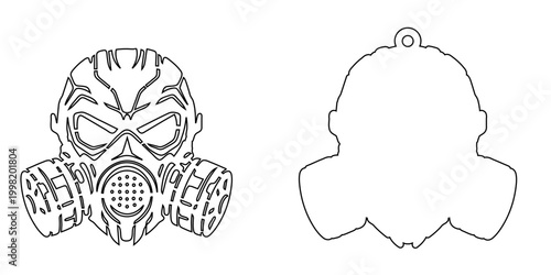 Cyber Skull Gas Mask Mascot - Laser Cut Keychain Design SVG DXF