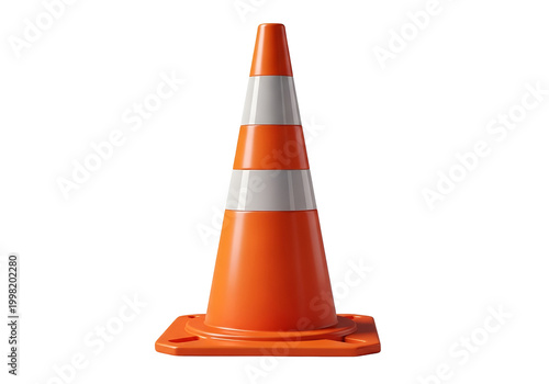orange traffic cone vector illustration, flat design