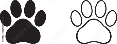 Paw footprint icon set vector eps file featuring animal paw print symbols for pet care, veterinary and wildlife design projects