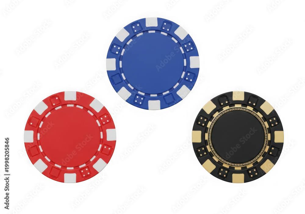 Naklejka premium Colorful poker chips isolated on transparent background