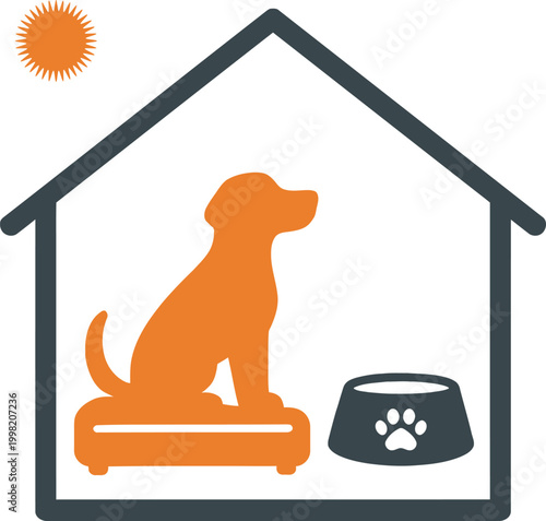 Dog Boarding Service Pet Hotel House Concept Minimal Flat Vector