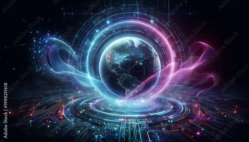 Obraz premium global internet security concept with binary code