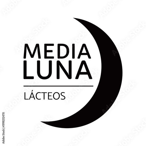 Crescent Moon Dairy Brand Logo Design for Lacteos Food Company Identity Representing Freshness, Natural Origin and Artisan Dairy Products