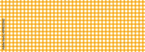 Yellow gingham fabric seamless pattern. Cute check plaid. Picnic kitchen tablecloth texture. Gingham square vintage texture. Vector illustration isolated on white background. EPS 10.