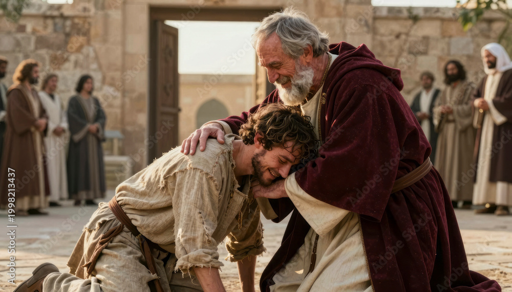 Obraz premium A biblical scene with emotional interactions among characters.. Jesus of Nazareth, Bible scenes