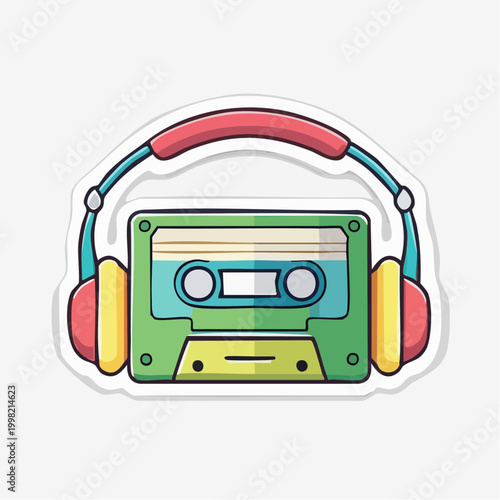 Obraz na plátne Retro Cassette Tape with Headphones