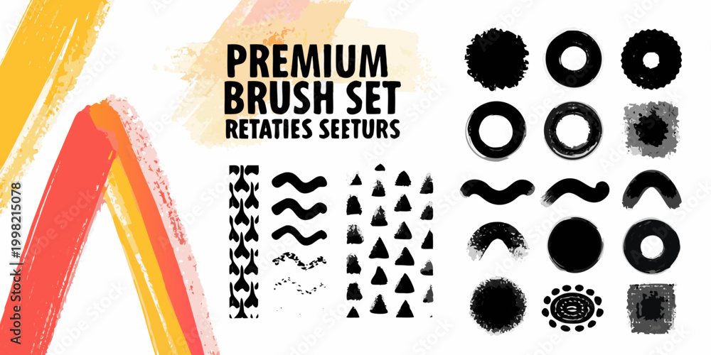 Obraz premium Premium brush set with various textures and shapes red and black