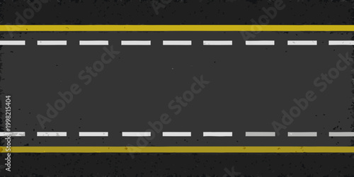 Asphalt road with lane markings top down view