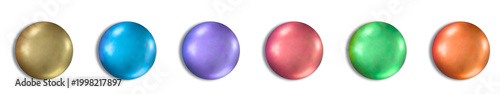 Foto Glossy Colorful Spheres Set Isolated on Transparent Background, Shiny 3D Ball Ic
