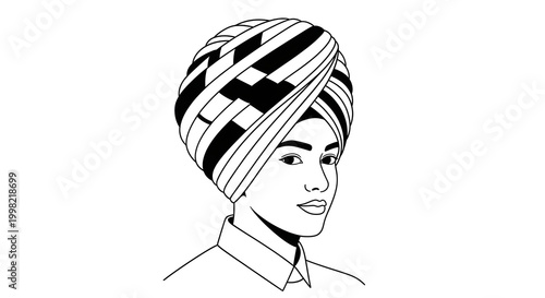 Obraz na płótnie Young man wearing colorful striped turban isolated on white background