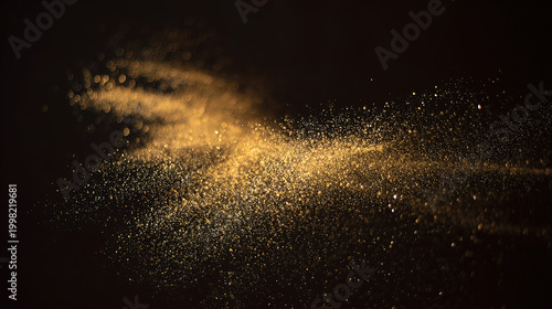 Golden confetti frozen in motion against dark background, celebrating energy and sparkle.
