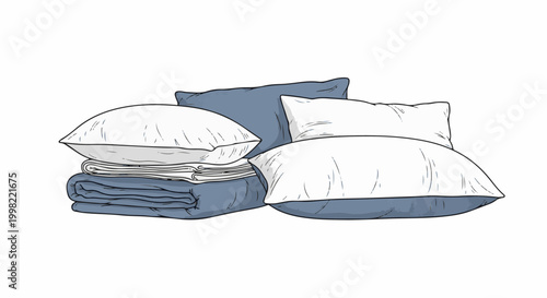Stack of neatly folded linens and plush pillows, ready for comfort