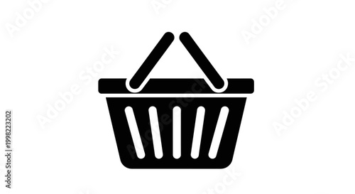 Shopping basket icon simple black silhouette high quality