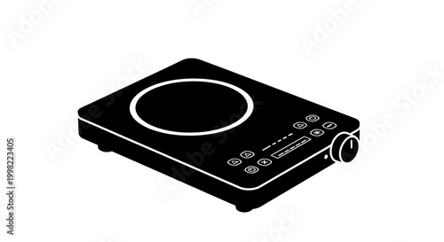 Induction cooktop silhouette on white background high quality