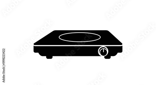 Electric stove top with control knob black silhouette
