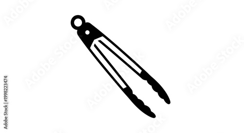 Kitchen tongs black silhouette on a white background