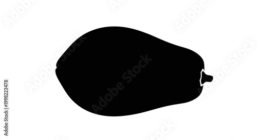Papaya fruit silhouette against a white background