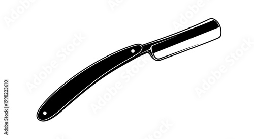 Straight razor silhouette against a white background