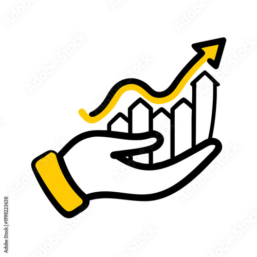 Growth strategy outline icon vector, isolated on transparent background, business concept.