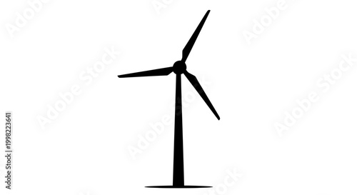 Wind turbine silhouette against a white background