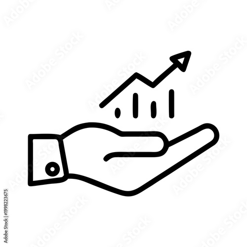 Growth strategy outline icon vector, isolated on transparent background, business concept.