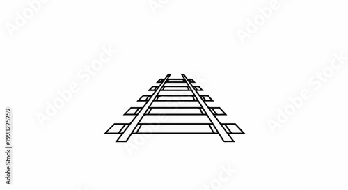 Simple line art representation of railroad tracks stretching into the distance