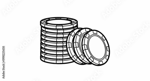 Stacked casino chips with three chips fanned out beside the stack