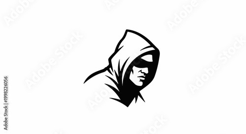 Silhouette of a person wearing a hooded cloak, casting a shadow