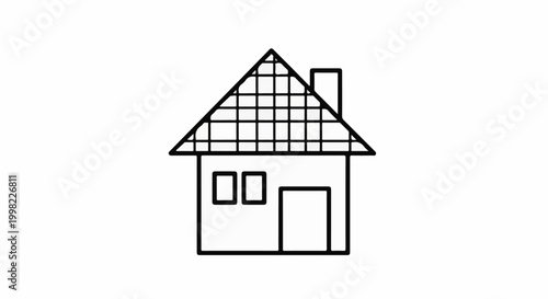 Simple outline of a house with a pitched roof and chimney