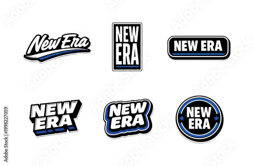 Collection of New Era logo variations in different styles and shapes