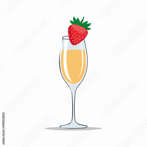 Champagne glass with strawberry garnish