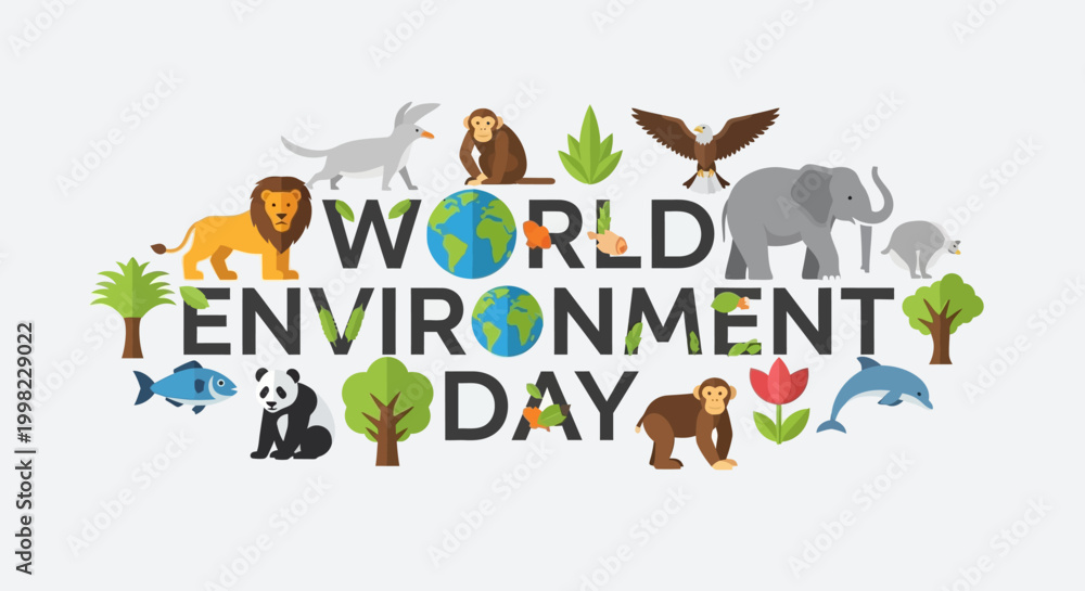 Fototapeta premium World Environment Day awareness campaign logo.