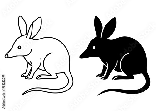 Bilby minimalist illustration, outline and silhouette animal icon