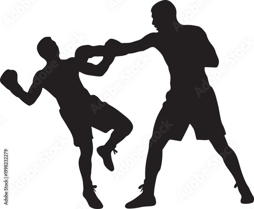 Silhouette of two boxers in intense combat a dynamic sports illustration