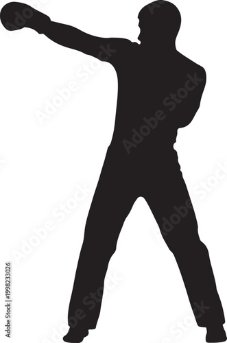 Silhouette of a boxer in mid punch dynamic sports action illustration
