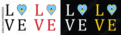 I Love Saint Lucia typography design with flag heart symbol for t-shirt and souvenir.