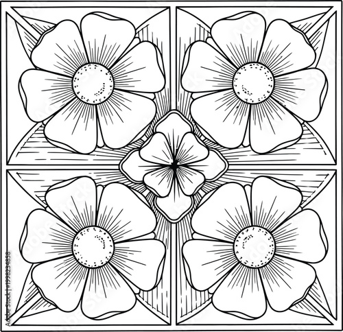 Floral delight intricate flower pattern coloring book page for relaxation and creative expression