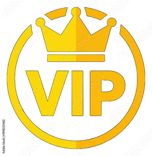 Gold VIP Crown Flat Icon with Black Background