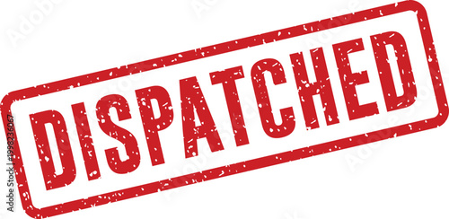 Red 'dispatched' stamp a symbol of order fulfillment and shipping confirmation