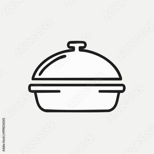 Simple Line Art Icon of a Covered Pot
