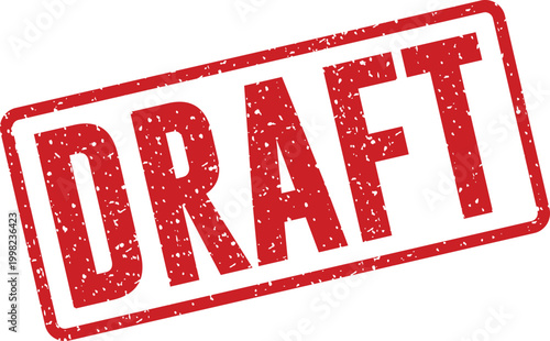 Red 'draft' stamp indicating preliminary or unfinished document status