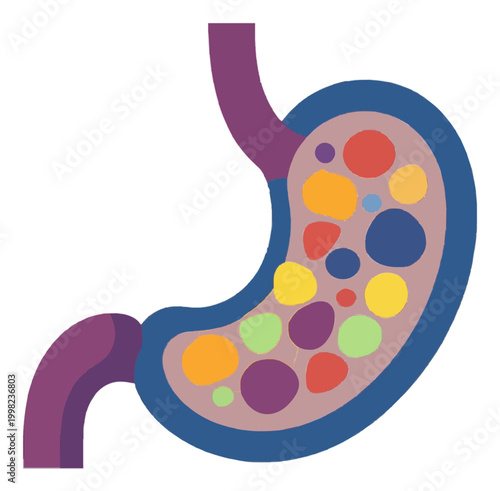 Intestine Digestive System Icon Illustration in Simple Flat Design