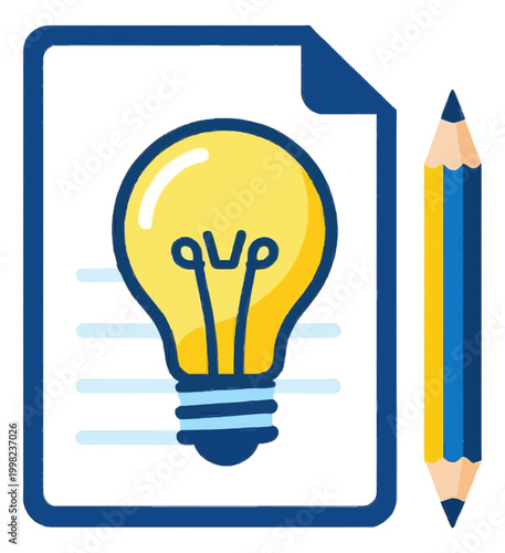 Lightbulb Document Icon Concept for Idea Creation