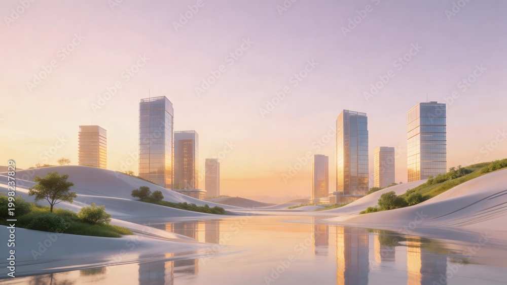 Obraz premium Modern skyscrapers in desert landscape