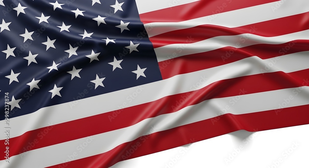 Fototapeta premium Usa flag background, waving united states national flag with stars and stripes, realistic fabric texture and folds