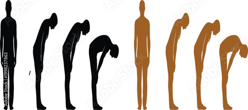 
Human Body Posture and Spine Alignment Silhouette Set in Black and Brown for Medical, Health and Anatomy Designs