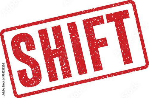 Red rubber stamp with the word 'shift' in bold capitals