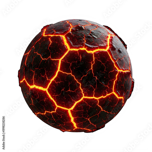 Detailed illustration of a fiery, cracked lava rock formation